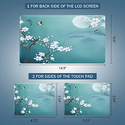 Laptop Skin Sticker Decal 15-15.6 Inches, Universal Reusable Vinyl Sticker for 12.1 13 13.3 14 15.4 Inches Netbook/Notebook PC, Waterproof & Scratch-Resistant (Birds,White Flowers) - color: Birds,White Flowers
