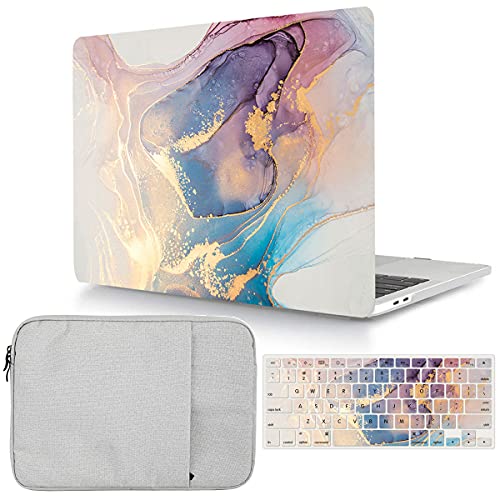 Case Compatible with MacBook Pro 13 inch 2012 2011 2010 2009 2008 Release with CD-ROM, Plastic Hard Shell Cover & Sleeve Bag & Keyboard Cover Skin for MacBook Pro 13 A1278,Colored Marble - color: Colored Marble 2, size: A1278(Pro 13 w/CD-ROM 2008-2012)