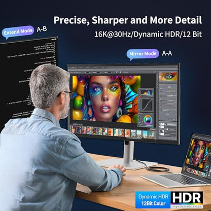 MaxRenard USB-C to DisplayPort 2.1 Cable 16K@30Hz/8K@120Hz/4K@240Hz Gaming-Grade, Thunderbolt 4/3 Compatible 40Gbps High-Speed, for MacBook M4/Dell XPS/Surface Pro & Gaming Monitors (3.3Feet) - size: 3.3Feet, style: 16K-1Pack