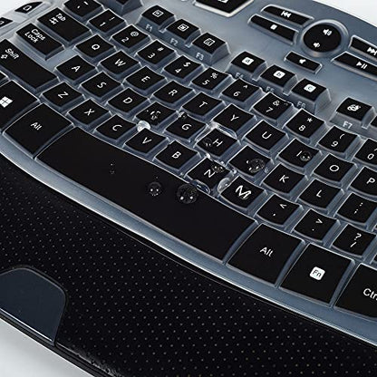 Keyboard Cover for Logitech K350 MK570 MK550 Keyboard Skin for Logitech K350 MK550 MK570 Wireless Wave Keyboard Cover Protective Skin Accessories, Black - color: Black