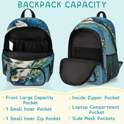 Bird Laptop Backpack for Women Men, 18.3 Inch Travel Work Backpacks, Pigeon Waterproof Computer Casual Daypack Nurse Teacher Bags - color: Multicolor 16