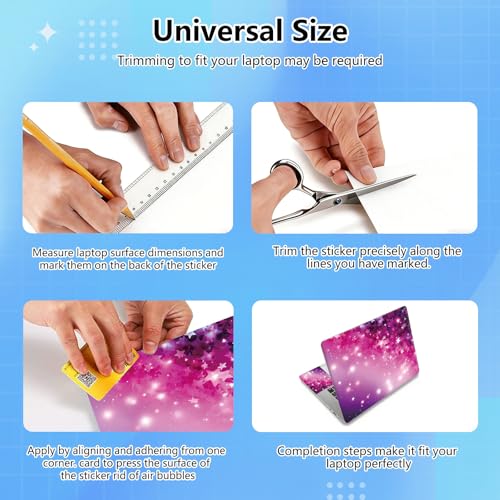 Universal Laptop Skin Sticker Decal for 11.6”12" 13" 13.3" 14" 15" 15.4" 15.6" Reusable Waterproof Scratch-Scratch Resistant Protective Vinyl Laptop Notebook Skin Stickers - Pink Stars and Glitter - color: Pink Stars and Glitter