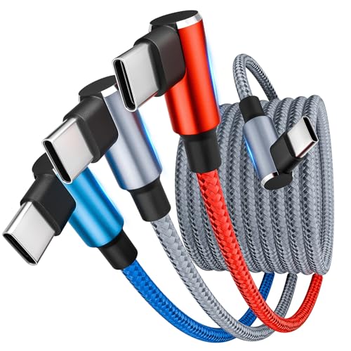 USB C Splitter Multi Charging Cable, Right Angle USB C to USB C Cable,3 in 1 Multiple Nylon Braided Car Charger Cord with 3 Type-C Connectors Compatible with IP 17 16 Pro Max/Tablets-1Pack 5FT. - color: Blue_Grey_Red, size: 1Pack5FT