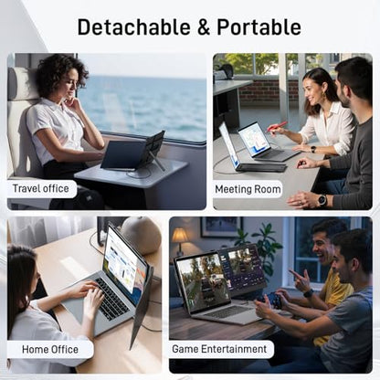 Vixtan Laptop Screen Extender, 15.3" FHD 1080P Portable Dual Monitor | 1.7lbs Ultra-Light & Ultra-Slim, USB-C Plug & Play No Driver, Fits 13-17" Laptops, Win/MacOS/Chrome/Android, Aluminum Alloy - color: 15.3'' Black