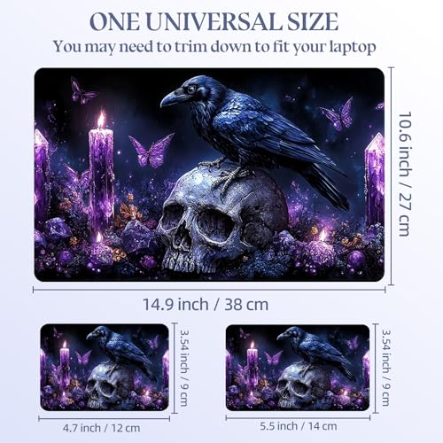 Universal Laptop Skin Sticker Decal,15.6 Inch Laptop Vinyl Cover for 13" 14" 15.6" Laptop,Scratch-Resistant Waterproof Protector Wrap,Reusable with Wrist Pads,Raven Skull - color: Raven Skull