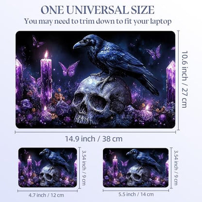 Universal Laptop Skin Sticker Decal,15.6 Inch Laptop Vinyl Cover for 13" 14" 15.6" Laptop,Scratch-Resistant Waterproof Protector Wrap,Reusable with Wrist Pads,Raven Skull - color: Raven Skull