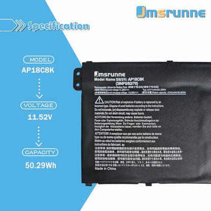50.29Wh AP18C8K Battery Replacement for Acer Chromebook 314 C933 Aspire 5 A515-56 A514-54G A514-54 Series Swift 3 SF314-57 SF314-42 TravelMate B1 B118-M P2 TMP215 Series 11.52V
