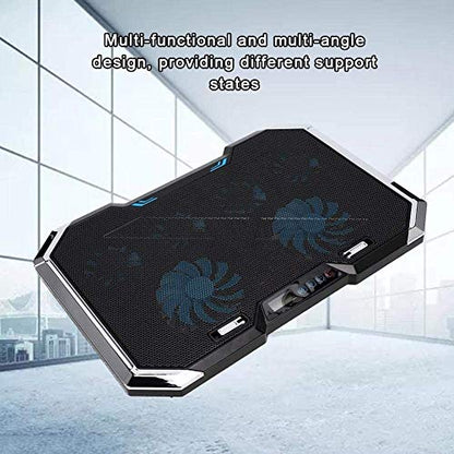 Laptop Cooling Pad 6 Fans Up to 18 Inch Heavy Notebook Cooler, 6 LED Lights, 2 USB Ports,Multi-Angle Adjustment Base Computer Heatsink
