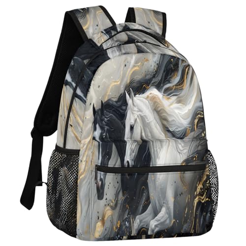 Horse Backpack for Women Men Shoulder Computer Laptop Adults Backpack Marble Sports Hiking Gym Workout Travel Casual Daypack - color: Multicolor 6