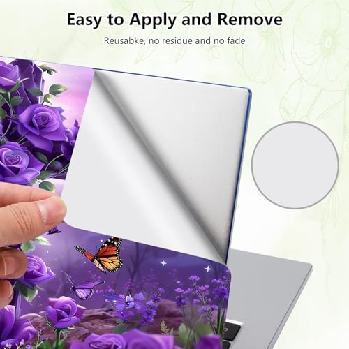 Laptop Skin Sticker Decal, Universal Reusable Vinyl Laptop Cover for 12" 13" 13.3" 14" 15" 15.4" 15.6" Notebook PC, Reusable Waterproof Scratch-Resistant with 2 Wrist Pads,Cross Purple Rose - color: Cross Purple Rose