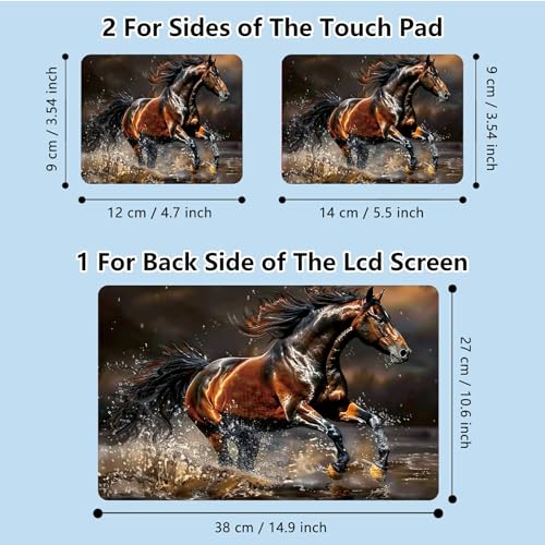 Universal Laptop Skin Sticker with 2 Wrist Pad Skins, Waterproof Scratch Resistant Vinyl Laptop Cover Decal, Cut to Fit for 11–15.6 Inch MacBook HP Dell Lenovo, Horse - color: Horse