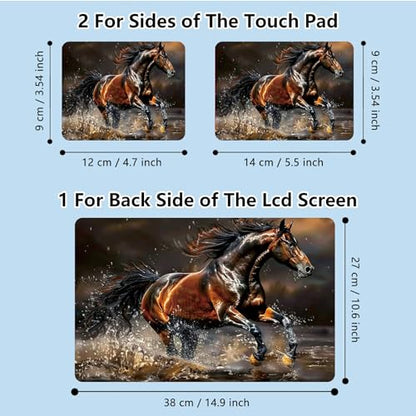 Universal Laptop Skin Sticker with 2 Wrist Pad Skins, Waterproof Scratch Resistant Vinyl Laptop Cover Decal, Cut to Fit for 11–15.6 Inch MacBook HP Dell Lenovo, Horse - color: Horse