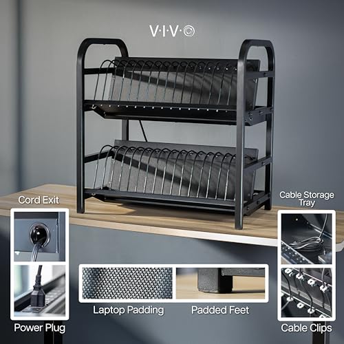 VIVO 32-Bay Laptop and Tablet Open Charging Station, Multi Device Charging Organizer, Chromebook Charging Station for Classroom, Devices up to 14 inches, Black, STAND-LAPC32 - size: 32-Bay