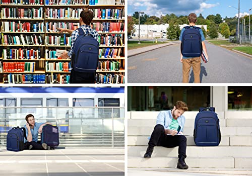 CAFELE 17.3 Inch Laptop Backpack with USB Charging Port, TSA-Friendly & Water-Resistant College Bookbag for Men and Women (Blue) - color: 17.3 Inch-blue