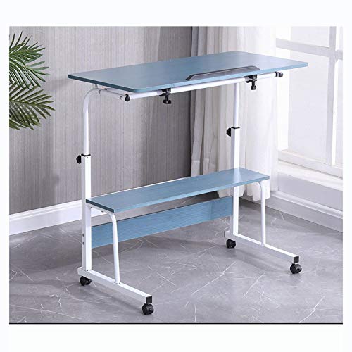 Overbed Table Wheels The Sofa Overbed Table Laptop Table Rolling Laptop Table Lap Desk For Laptop Rolling Cart Tilting Overbed Table Adjustable Laptop Stand Sofa (Black Walnut Color 80 * 40 (Nordic Bl - color: Nordic Blue 60*40*87cm