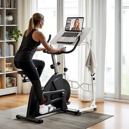 Oransail Small Standing Desk with Wheels, 29.5-45.3 Inch Adjustable Height, Portable Treadmill Desk, Rolling Computer Table for Walking Pad with a Cup Holder and a Hook - color: White