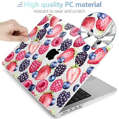 MEEgoodo Compatible with MacBook Pro 14 inch Case (M5/M4/M3/M2/M1) Pro/Max 2026 2025 2024 2023 2021, Case Fit Model A3427/A3426/A3434/A3112/A3401/A3185/A2918/A2992/A2779/A2442, Fresh Berries Pattern - color: Fresh Berries Pattern