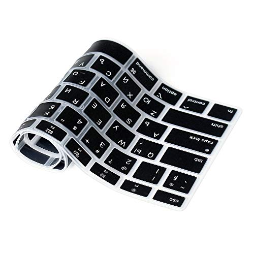 ProElife Keyboard Cover with Touch ID for MacBook Air 13-in A2337, Russian | Black, U.S Layout, Non-interference Design for ID Key, Dust-proof, Silicone Protective Skin, Custom Fit, Washable & Reusable - color: Black-Russian