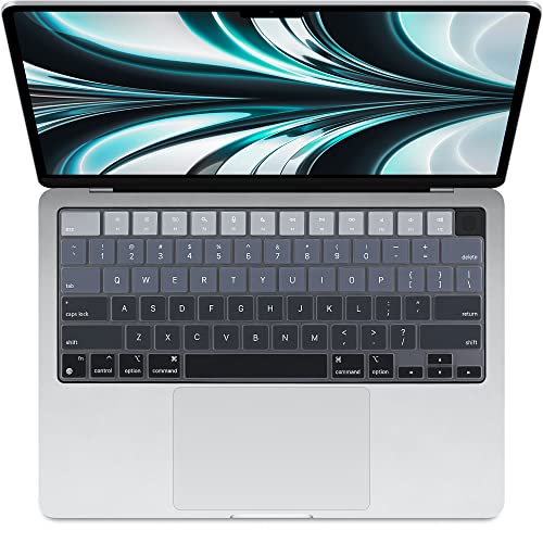 ProElife Keyboard Cover Skin for MacBook Air 13/15 Inch M5 M4, Ombre Gray | US Enter, Ultra Thin (0.26 mm), Silicone Protective Skin, Easy to Apply, Washable & Reusable, Dust-proof, Precision Molded - color: Ombre Gray