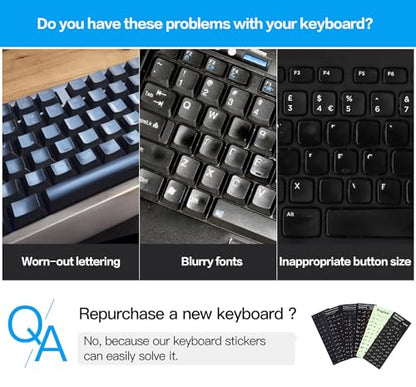 (2PCS) Ukrainian Keyboard Stickers, Ukraine Keyboard Letters Replacement Sticker with White Letter/Black Background, Cyrillic Russian Belarus Keyboard Stickers for Computer Laptop Notebook Desktop - color: Ukrainian