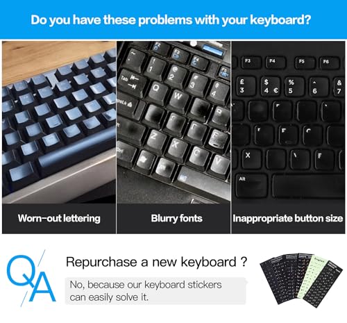 (2PCS) Ukrainian Keyboard Stickers, Ukraine Keyboard Letters Replacement Sticker with White Letter/Black Background, Cyrillic Russian Belarus Keyboard Stickers for Computer Laptop Notebook Desktop - color: Ukrainian