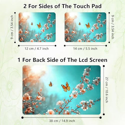 Laptop Skin Sticker Decal, Universal Reusable Vinyl Laptop Cover for 12" 13" 13.3" 14" 15" 15.4" 15.6" Notebook PC, Reusable Waterproof Scratch-Resistant with 2 Wrist Pads,Butterfly Flower - color: Butterfly Flower