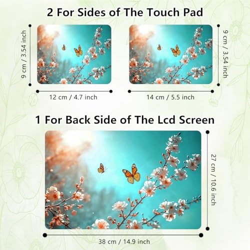 Laptop Skin Sticker Decal, Universal Reusable Vinyl Laptop Cover for 12" 13" 13.3" 14" 15" 15.4" 15.6" Notebook PC, Reusable Waterproof Scratch-Resistant with 2 Wrist Pads,Butterfly Flower - color: Butterfly Flower
