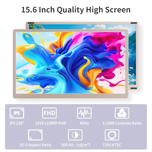 S6 Laptop Screen Extender Monitor Portable, 15.6'' Dual Screen Monitors for Laptop Plug and Play, FHD 1080P IPS Multi Triple Monitor for 13''-17'' Laptops Compatible with Mac/Wins/Android/Dex