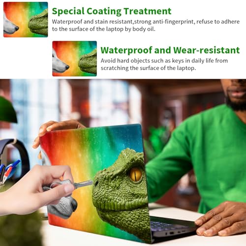 Laptop Skin Sticker Decal, Universal Protective Cover Fit 12 13 14 15.6 Inch Notebook, Reusable Water-Resistant Vinyl Decal w/ 2 Wrist Pads for Business Travel Office, Dragon and Wolf - color: Dragon and Wolf