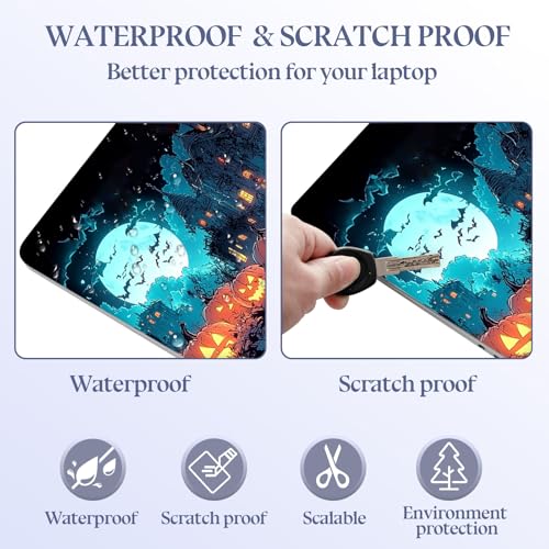 Universal Laptop Skin Sticker Decal,15.6 Inch Laptop Vinyl Cover for 13" 14" 15.6" Laptop,Scratch-Resistant Waterproof Protector Wrap,Reusable with Wrist Pads,Mansion Pumpkins - color: Mansion Pumpkins