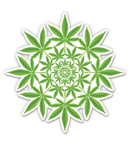Mandala Marijuana Weed Leaves - 8" Vinyl Sticker - for Car Laptop I-Pad - Waterproof Decal - size: 8"