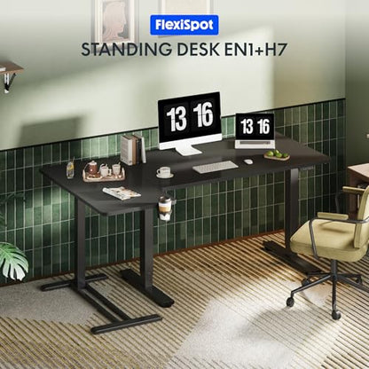 FLEXISPOT H7 32" Pneumatic Height-Adjustable Overbed Table with Wheels | C-shaped bedside table,Medical End Table,Rolling Cart TV Tray,Laptop desk for Hospital Home office use,31.5"Wx17.7"D,Black - color: Black, size: Large