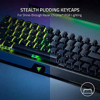Razer BlackWidow V3 Mini Wireless Mechanical Gaming Keyboard, Green Switch | Tactile & Clicky, Phantom Pudding Keycaps, Snap Tap, 200 Hr Battery - color: Green Switches - Tactile & Clicky, size: BlackWidow V3 Mini - Phantom Edition, style: Keyboard