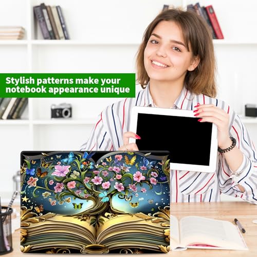 Laptop Skin Sticker Decal, Universal Protective Cover Fit 12 13 14 15.6 Inch Notebook, Reusable Water-Resistant Vinyl Decal w/ 2 Wrist Pads for Business Travel Office, Book Tree - color: Book Tree