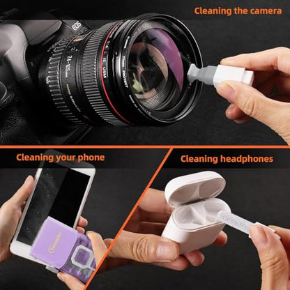 All-in-1 Keyboard Cleaner Laptop Cleaning Kit,Computer Screen-Safe Tools | MacBook iPad iPhone,Electronics Brush Tool for PC Camera Lens Earbuds,Deep Cleaning Spray Cloth, High-Density Soft Brush - color: Light Purple