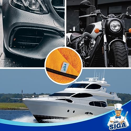 MR.SIGA Professional Premium Microfiber Towels for Cars, Dual-Sided Car Washing and Detailing Towels, Gold, 15.7 x 23.6 inch, 12 Pack