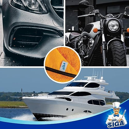 MR.SIGA Professional Premium Microfiber Towels for Cars, Dual-Sided Car Washing and Detailing Towels, Gold, 15.7 x 23.6 inch, 12 Pack