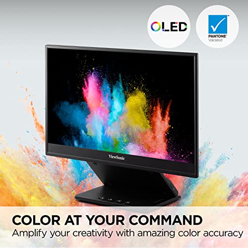 ViewSonic VP16-OLED 15.6 Inch 1080p ColorPro Monitor, OLED Display with Pantone Validated Color Accuracy for Immersive Second Screen Productivity, Advanced Ergonomics, 40W USB-C, and mini HDMI Inputs - style: 15.6-Inch OLED