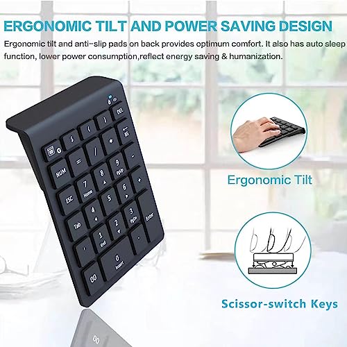 Lekvey Bluetooth Number Pad for Laptop, Wireless Numeric keypad, 28 Keys Numpad Number Keypad Bluetooth 10 Keys Number Pad for Laptop, MacBook Air/Pro, iMac, Surface Pro, etc - color: Classic Black