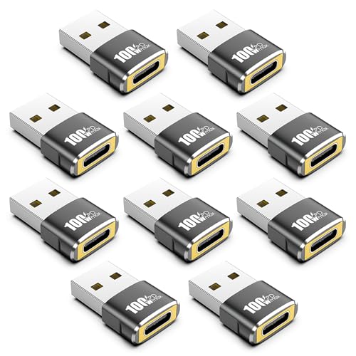 USBC Female to A Male Adapter Primarily for Charging, 10Pack, Black | Data Transfer,100W Charging, Compatible with iPhone17-15 Plus Pro Max,iPad Air Mini 6 7,Samsung Galaxy S25-S22,iPad Air,Pixel