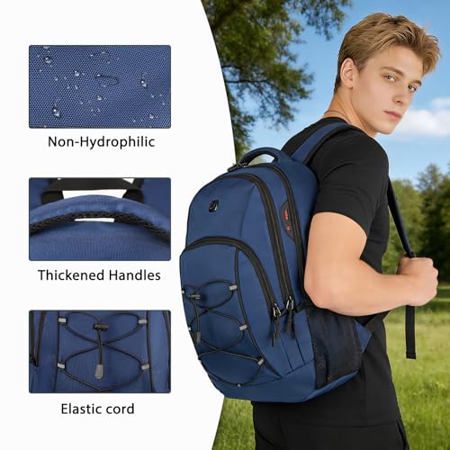 Goloni Travel Backpack, 17 Inch Laptop Backpack for Men Women, Business Backpack with Luggage Strap,Blue - color: Blue