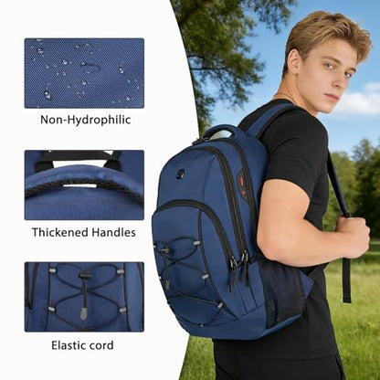 Goloni Travel Backpack, 17 Inch Laptop Backpack for Men Women, Business Backpack with Luggage Strap,Blue - color: Blue