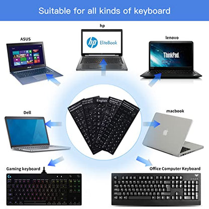 [2PCS Pack] French Keyboard Stickers,Matte Vinyl Keyboard Sticker with White Letters Non-Transparent for PC Computer Laptop Notebook Desktop Keyboards (French) - color: French