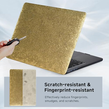 for MacBook Air 13 inch Case M1 2021 2020 2019 2018,Snake Leather Gold | MacBook Air Case A2337 A2179 A1932,Logo Cutout,Scratch, Elegance Luxury,Dent Resistant,Easy Snap-On,Durable,Keyboard Cover - color: Snake Gold, size: (A1932/A2179/A2337 M1) Mac 2018-