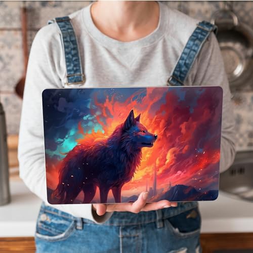 Universal Laptop Skin Sticker with 2 Wrist Pad Skins, Waterproof Scratch Resistant Vinyl Laptop Cover Decal, Cut to Fit for 11–15.6 Inch MacBook HP Dell Lenovo, Burning Wolf - color: Burning Wolf