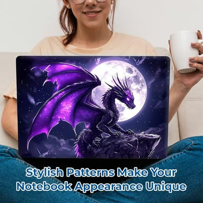 Reusable Universal Laptop Skin Sticker, Cut to Fit for 11.6–15.6 Inch Laptops, Waterproof Protective Film, No-Residue - Moonlight Purple Dragon - color: Moonlight Purple Dragon