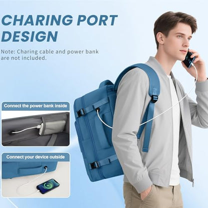 Sinaliy Travel Backpack, TSA Carry on Flight Approved Backpack | Waterproof 17.3 Inch Laptop Backpack with Multi-Pockets, Personal Item Travel Bag for Men Women, Deep Blue - color: Deep Blue, size: X-Large