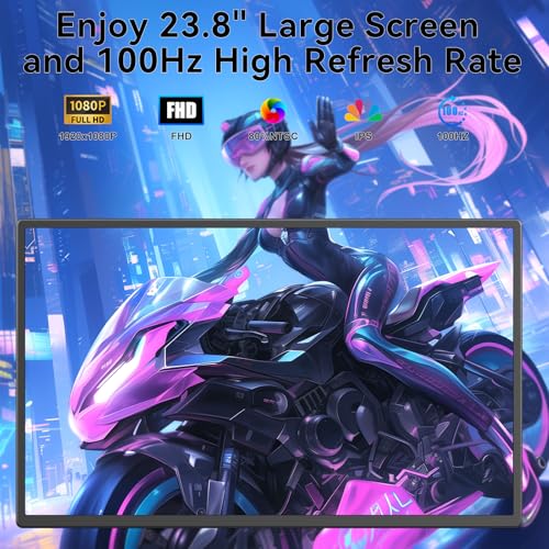 Portable Monitor, 24 inch 1080P FHD 100Hz Laptop Screen Extender, Large Gaming Monitor IPS Display for Laptop, Desktop, MacBook, PS4/5 with Kickstand VESA Compatible