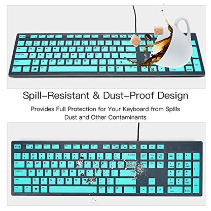 Keyboard Cover for Dell KB216 KB216p Wired & Dell KM636 Wireless Keyboard/Dell Optiplex 5250 3050 3240 5460 7450 7050/Dell Inspiron AIO 3475/3670/3477 All-in one Desktop Keyboard Skin, Mint Green - color: Mint Green