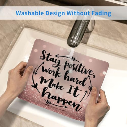 Stay Positive Work Hard and Make It Happen Gaming Computer Keyboard Cute Mouse Pad with Anti-fray Stitching, Premium-Textured Alfombrilla para Mouse with Non-Slip Rubber Base, 10 x 12 inch - color: Stay Positive Work Hard and Make It Happen